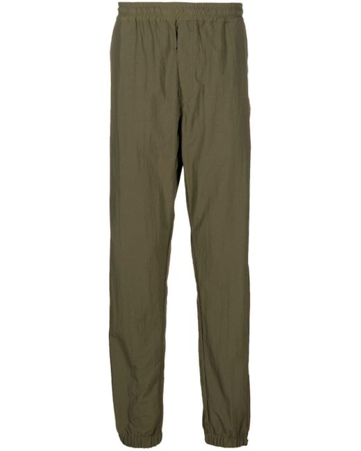 MSGM Green Logo-embroidered Tapered Trousers for men