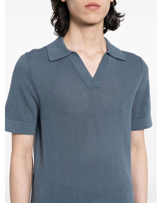 CHE Blue Cable-knit Polo Shirt for men