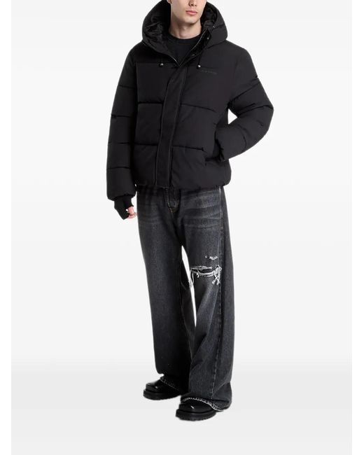 Daily Paper Black Hooded Puffer Jacket for men