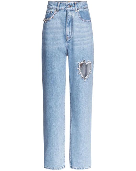 Area Jeans Verfraaid Met Kristallen in het Blue