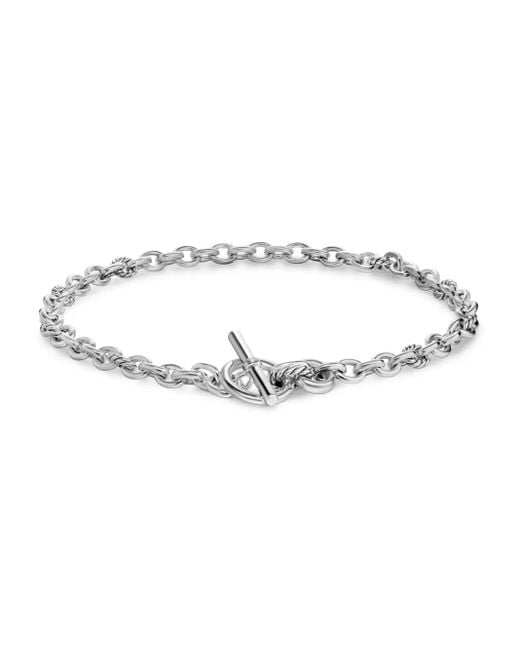 David Yurman Metallic Sterling Dy Mercer Petite Toggle Chain Diamond Necklace