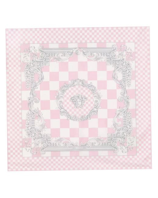 Versace Pink Seidenschal mit Logo-Print