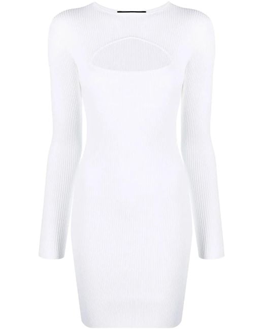 DSquared² White Cut-Out Rib-Knit Minidress