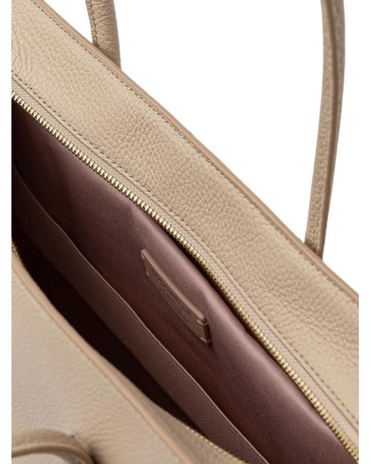 Coccinelle Natural Logo-Embossed Grained-Leather Tote Bag