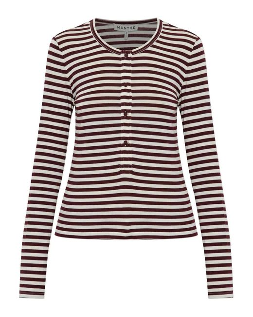 Munthe Black Striped Buttoned Long-Sleeved T-Shirt