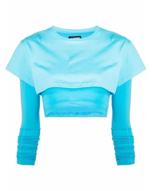 Jacquemus Light Blue Le Double Cropped Layered T-shirt