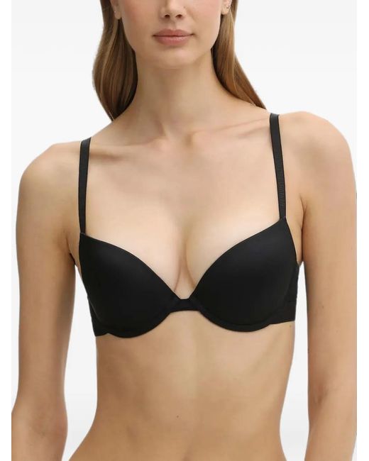 ARMANI EXCHANGE Black Logo-Tape Push-Up Bra