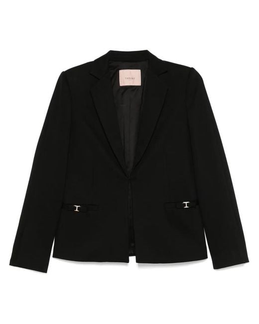 Twinset Black Oval T-Logo Blazer