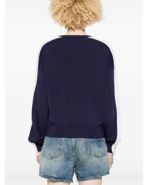 Pinko Blue Sweater With Stripe Detailing