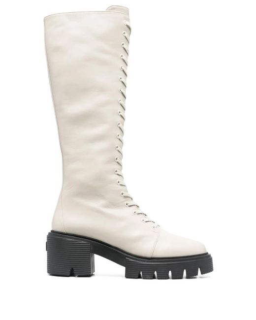 Stivali Chunky Stringati di Stuart Weitzman in White