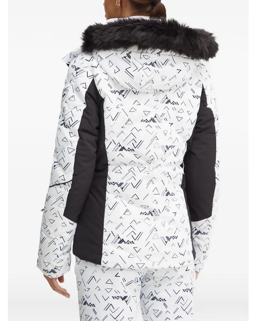 Rossignol Gray Staci Geometric Faux-Fur Ski Jacket