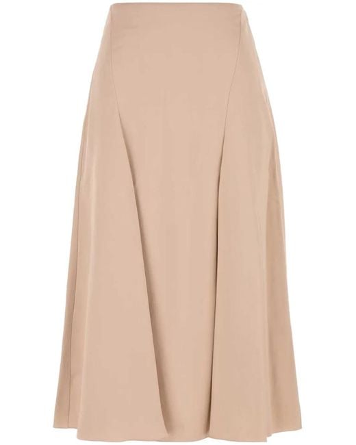 Fendi Silk Long Skirt in Natural | Lyst