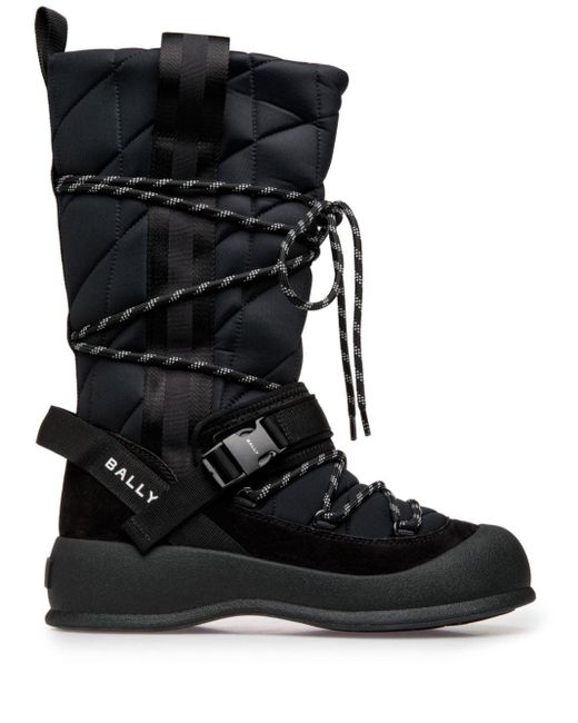 Bally Black Quilted Lace-up Boots