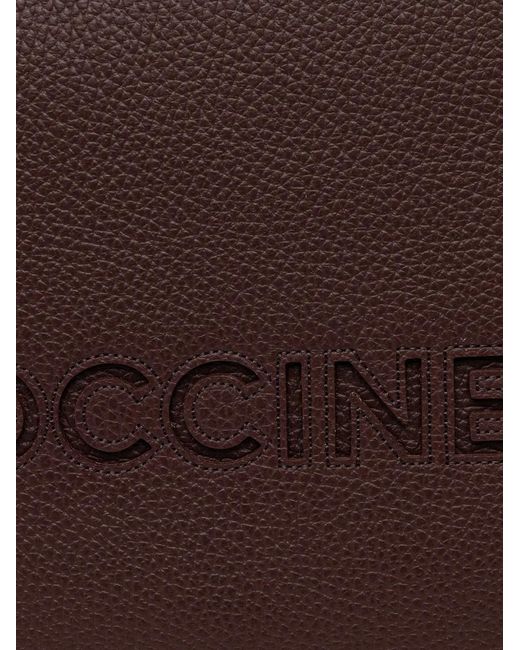 Coccinelle Brown Myrtha26 Logo-Embossed Leather Tote Bag