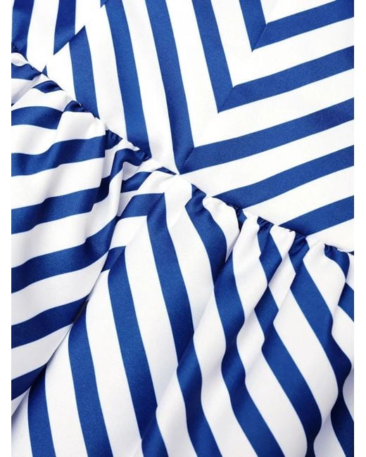 Self-Portrait Blue Stripe Strapless Midi Dress