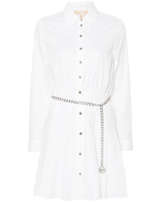 MICHAEL Michael Kors White Belted Mini Shirt Dress