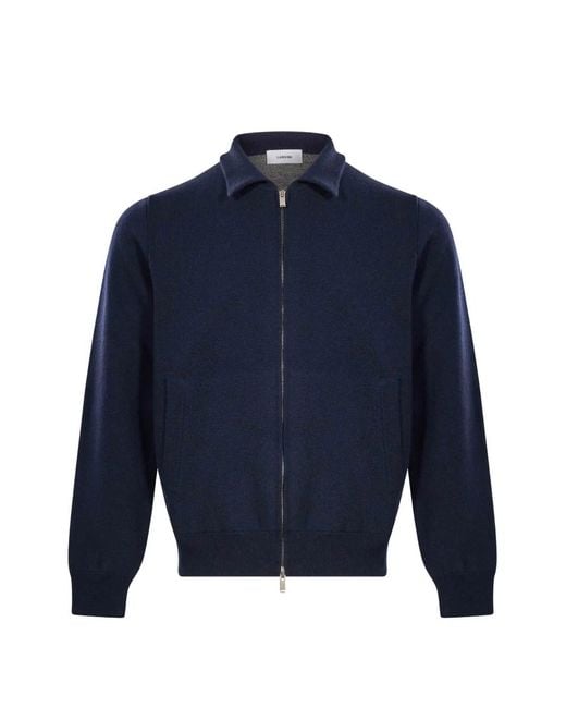 Lardini Blue Zip-Up Knitted Jacket for men