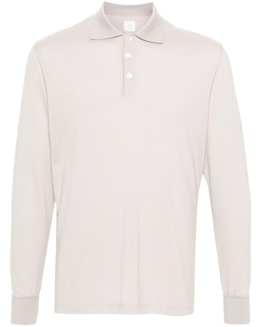 Eleventy Langärmeliges Poloshirt aus Jersey in White für Herren