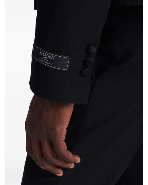 Balmain Black Crystal-Embellishment Double-Breasted Blazer for men