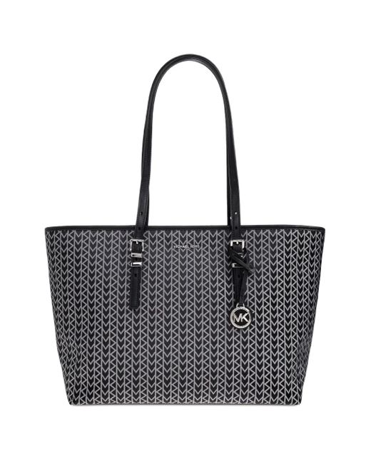 Michael Kors Black Large Quinn Geometric-Pattern Tote Bag