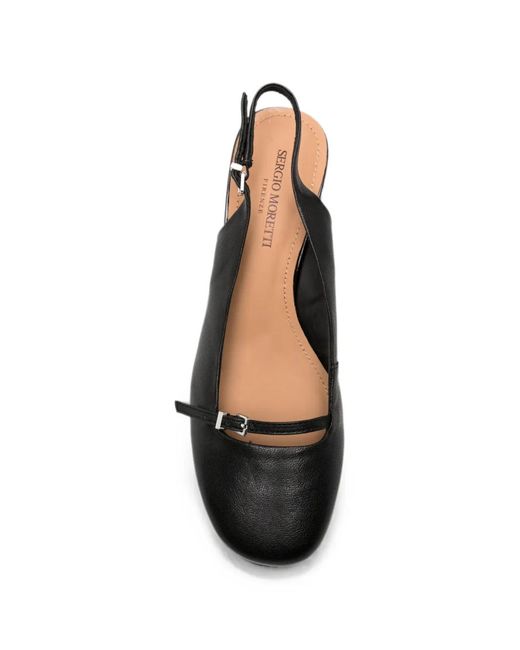 SERGIO MORETTI FIRENZE Black Buckle-Detail Slingback Pumps