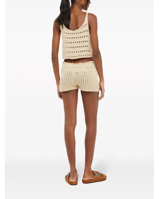 Alanui Natural Conch Shell Woven Cotton Shorts