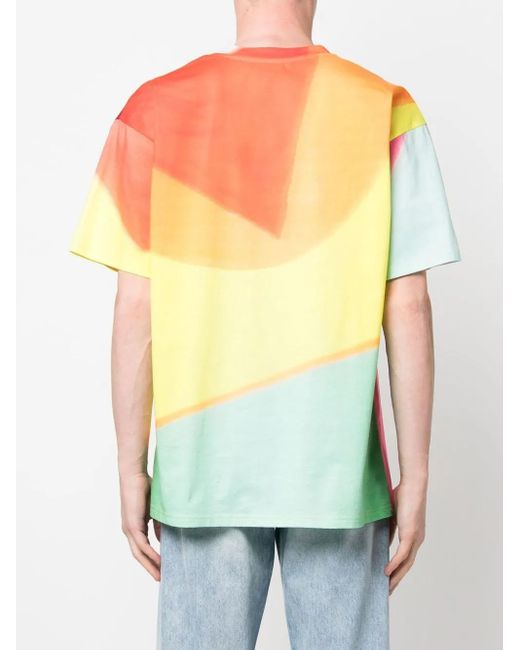 Moschino Yellow Logo Colour-Block T-Shirt for men