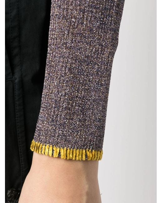 Tory Burch Brown Metallic-Effect High Neck Jumper