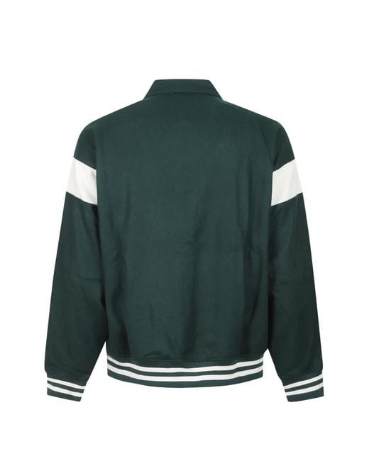 Autry Green Logo-Patch Varsity Jacket
