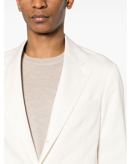 Brunello Cucinelli White Single-breasted Silk Suit for men