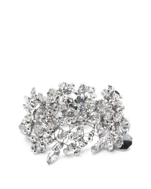 Maria Calderara White Crystal-Embellished Wire-Link Bracelet