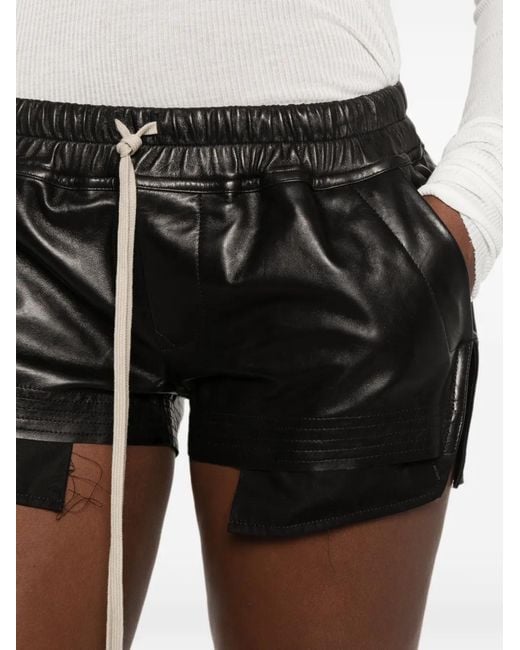 Rick Owens Black Layered Drawstring-Waist Shorts