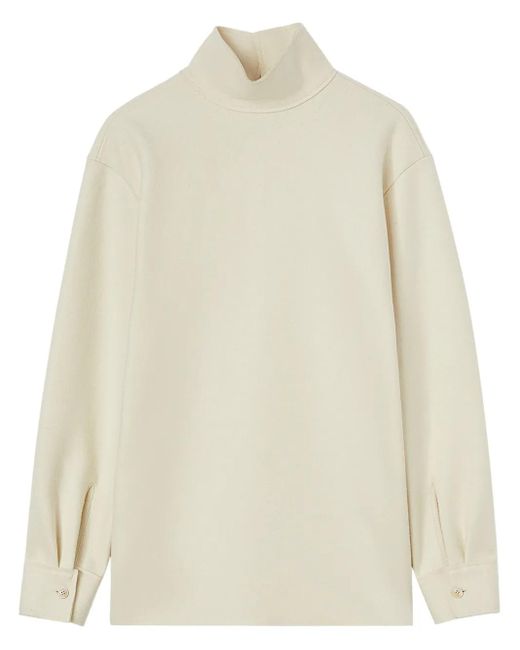 Jil Sander White High-Neck Wool Top