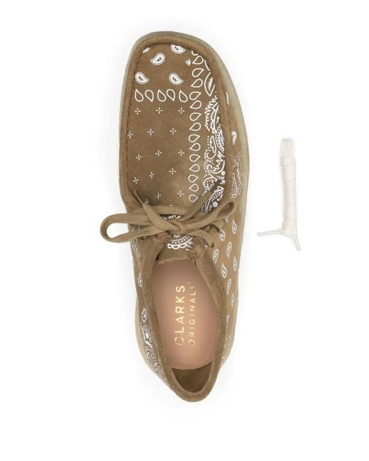 Clarks Brown Bandana-Print Suede Derby Shoes for men