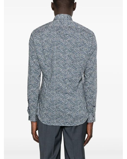 Mazzarelli Blue Abstract-Print Shirt for men