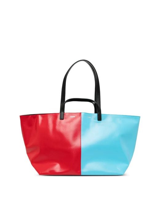 CAHU Red Colour-Block Tote Bag