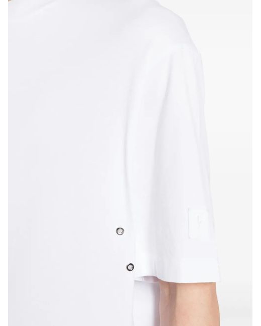 Neil Barrett White Logo-Appliqué Eyelet-Detail T-Shirt for men