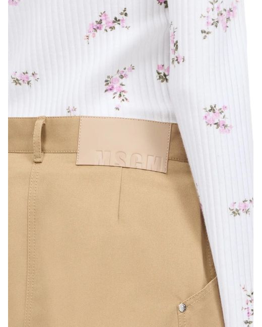 MSGM Natural Button-Details Wrap A-Line Skirt