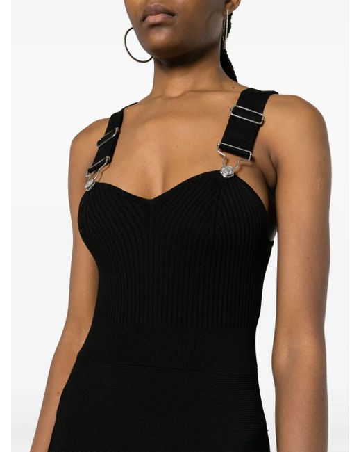 Moschino Black Flared Knitted Midi Dress