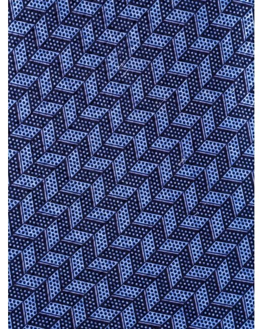 Brioni Blue Geometric-Pattern Tie for men