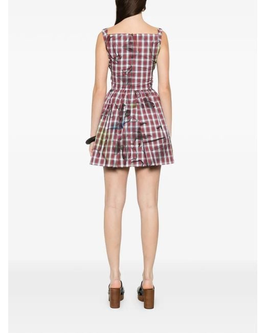 Vivienne Westwood Purple Plaid Draped Mini Dress