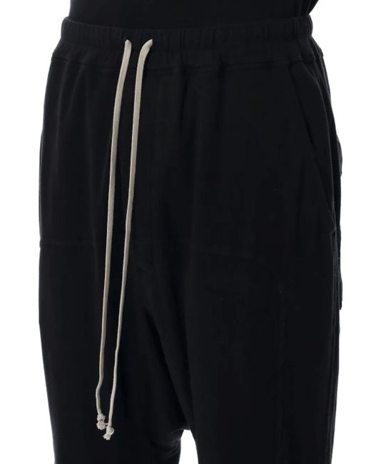 Rick Owens Black Drawstring Drop-Crotch Trousers for men