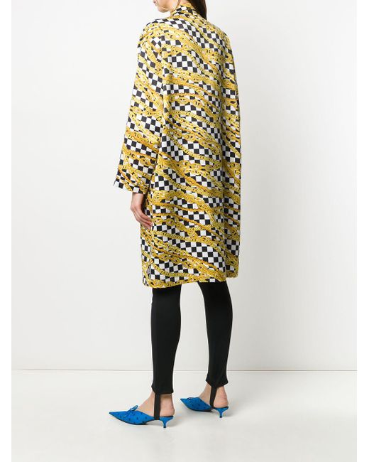 Balenciaga Yellow Chain Print Checkerboard Coat