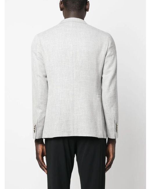 Tagliatore Gray Tailored Herringbone Jacket for men