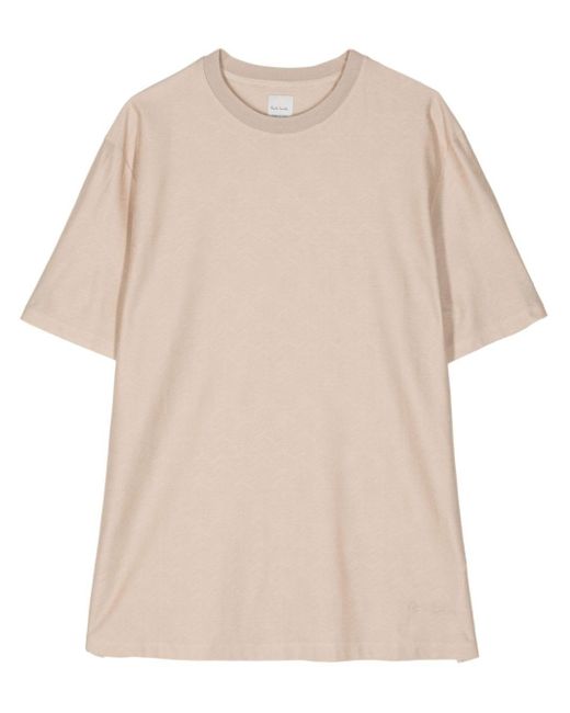 Paul Smith Natural Cotton Zigzag-jacquard T-shirt for men