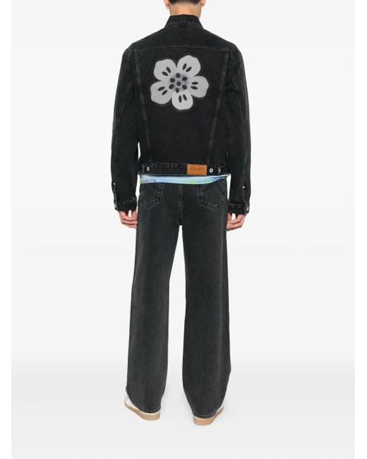 KENZO Black Boke Flower Denim Jacket for men
