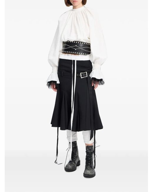 Ann Demeulemeester White Flared-Cuff Blouse