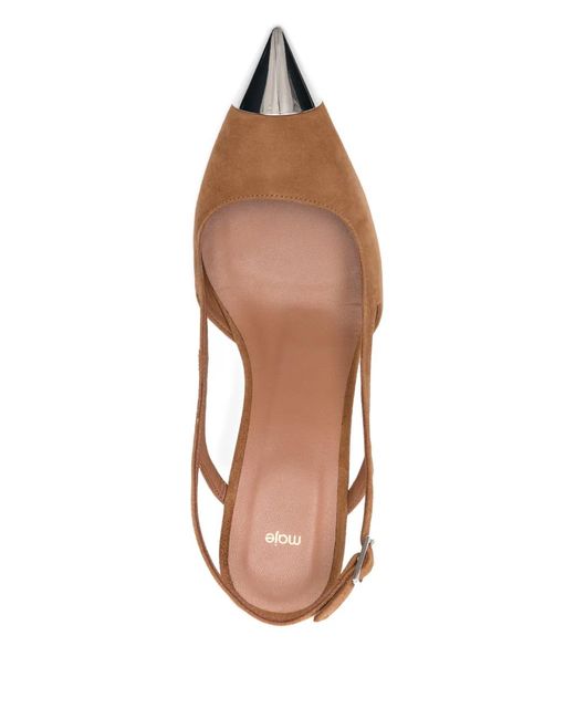 Maje Brown Metallic-Toe Suede Pumps