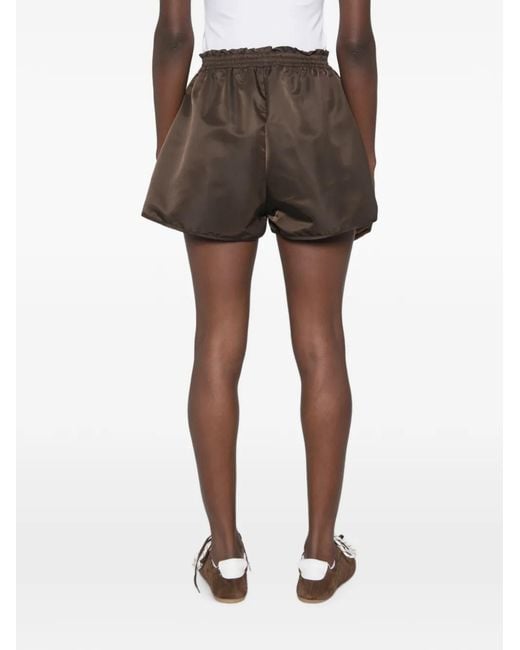 CECILIE BAHNSEN Brown Colette Bow-Embroidered Shorts