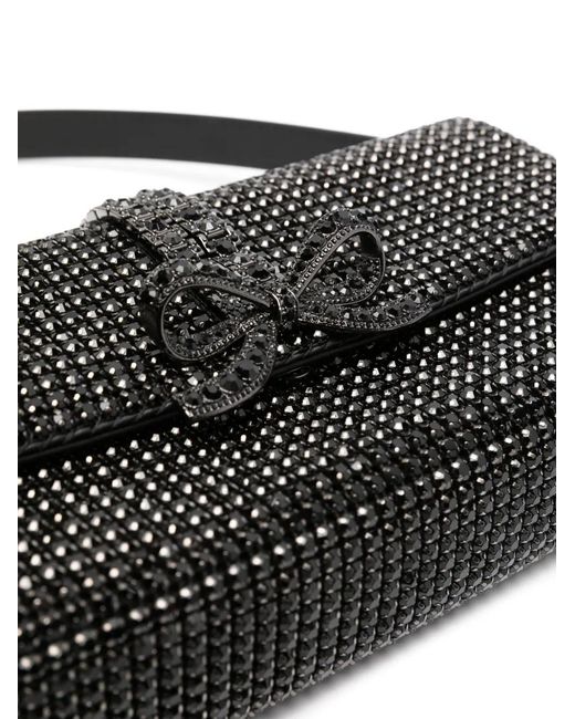 Self-Portrait Black Rhinestone Chainmail Baguette Bag Bags